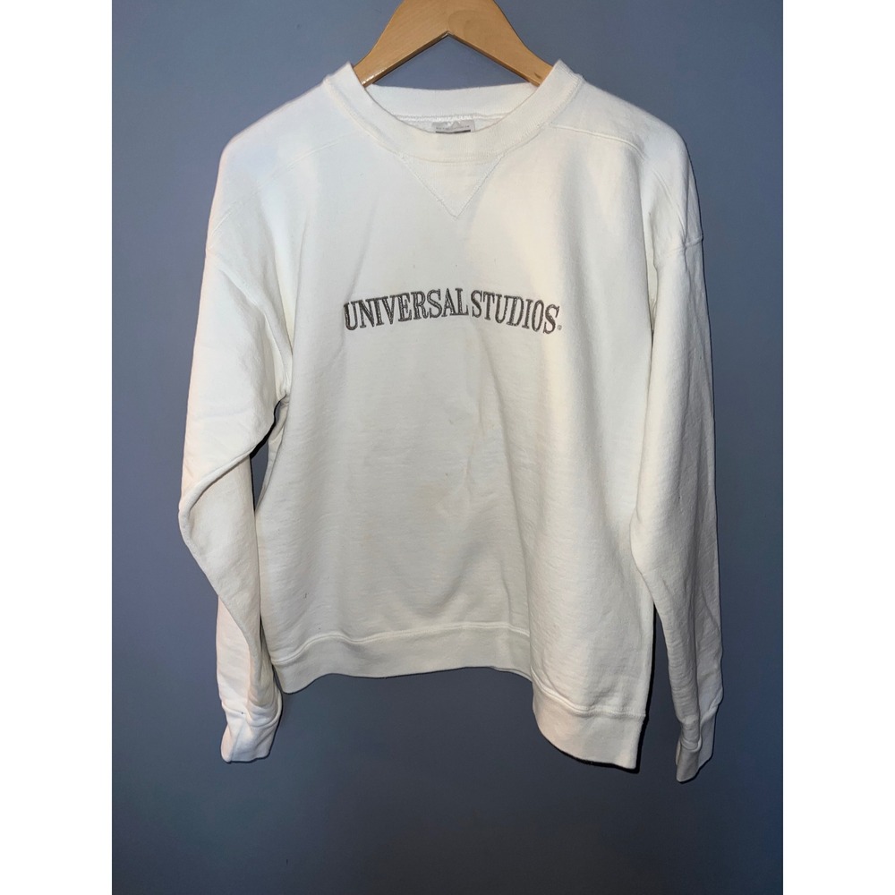 Vintage Tultex Universal Studios Sweatshirt White Embroidered Crewneck Medium